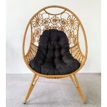 GP Toparts Mira - Egyszemélyes fonott pihenőszék (rattan hatású fonat, fekete párna)