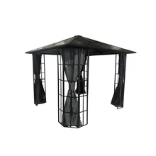 Sunrite Nico - Pavilon függönyökkel 3x3M (acél, polikarbonát váz, fekete)