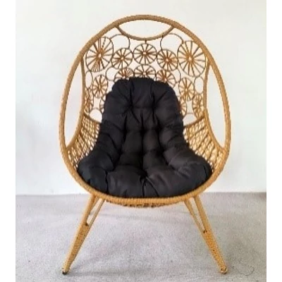 GP Toparts Mira - Egyszemélyes fonott pihenőszék (rattan hatású fonat, fekete párna)