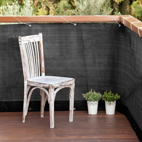 Nortene BALCONY EASY szőtt háló korlátra fém fűzőlyukakkal 0,9 x 5 m antracit