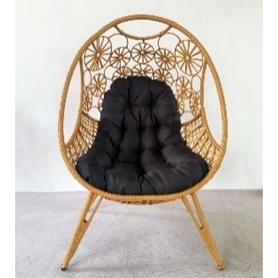GP Toparts Mira - Egyszemélyes fonott pihenőszék (rattan hatású fonat, fekete párna)